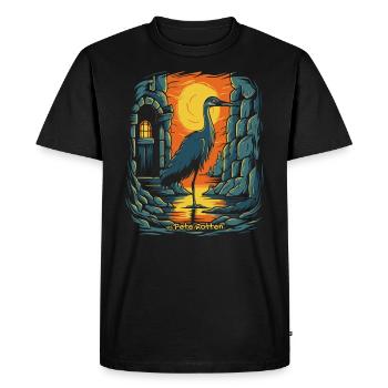 Un oiseau-grue et un donjon - T-shirt Premium bio Homme - noir - Devant - Nico (187cm)