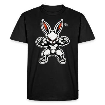 En Forme Et En Colère, Lapin Musculaire En Colère - T-shirt Premium bio Homme - noir - Devant - Nico (187cm)