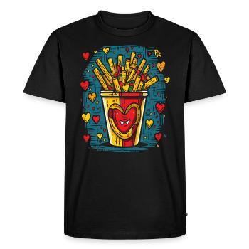 Freedom and Love: French Fries - Men's Premium Organic T-Shirt - black - Front - Nico (187cm)