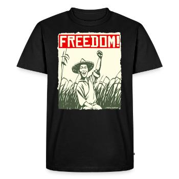 Asian Rice Farmer: Freedom - Men's Premium Organic T-Shirt - black - Front - Nico (187cm)