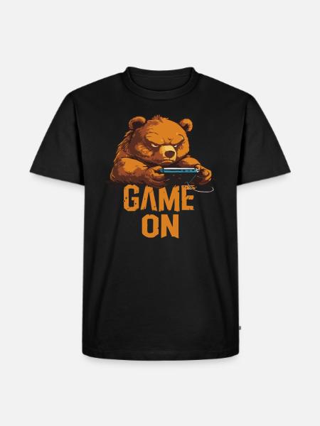 Gamer Bear: Game On - Men's Premium Organic T-Shirt - black