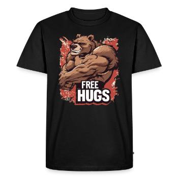 Bodybuilder Rough Bear - Free Hugs - Men's Premium Organic T-Shirt - black - Front - Nico (187cm)