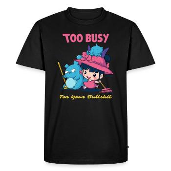 Trop occupé pour votre bavardage - T-shirt Premium bio Homme - noir - Devant - Nico (187cm)
