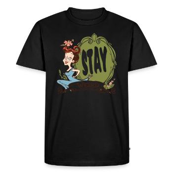 Reste étrange, femme au foyer - T-shirt Premium bio Homme - noir - Devant - Nico (187cm)