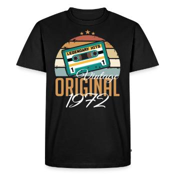 Millésime 1972 Né Original 1972 Anniversaire - T-shirt Premium bio Homme - noir - Devant - Nico (187cm)