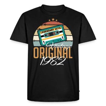 Millésime 1982 Né Original 1982 Anniversaire - T-shirt Premium bio Homme - noir - Devant - Nico (187cm)