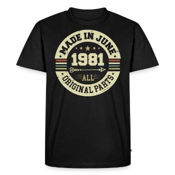 Juin 1981 Cadeau d’anniversaire juin 1981 Juin 1981 - T-shirt Premium bio Homme - noir - Devant - Nico (187cm)