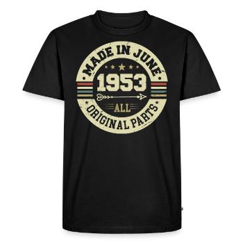 Juin 1953 Cadeau d’anniversaire Juin 1953 Juin 1953 - T-shirt Premium bio Homme - noir - Devant - Nico (187cm)