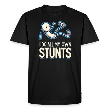 Funny Stuntman Parcours Saying Stunts Kids - Men's Premium Organic T-Shirt - black - Front - Nico (187cm)