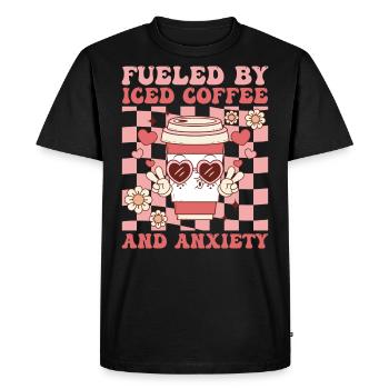Fueled By Iced Coffee and Anxiety Groovy Coffee - T-shirt Premium bio Homme - noir - Devant - Nico (187cm)