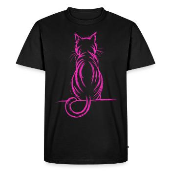 Dessin minimaliste d’un chat, rose - T-shirt Premium bio Homme - noir - Devant - Nico (187cm)