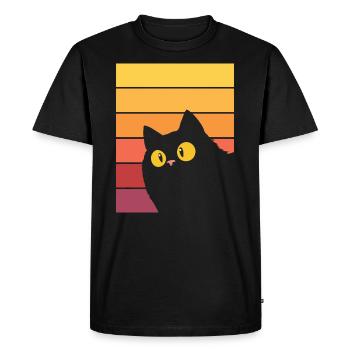 Peekaboo Cat at Sunset | Retro Design | Minimalist - Men's Premium Organic T-Shirt - black - Front - Nico (187cm)