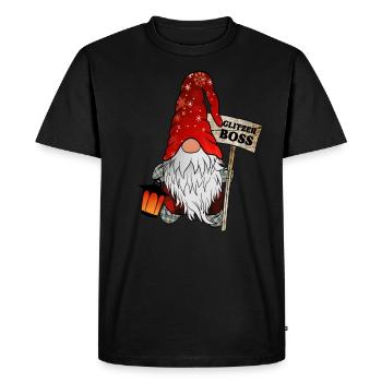 Glitter – The Sparkling Christmas Gnome - Men's Premium Organic T-Shirt - black - Front - Nico (187cm)