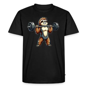 Entraînement de fitness d’haltères paresseux drôle - T-shirt Premium bio Homme - noir - Devant - Nico (187cm)