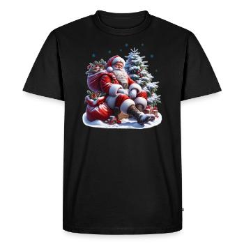 Père Noël : Pause avec style - Père Noël - T-shirt Premium bio Homme - noir - Devant - Nico (187cm)