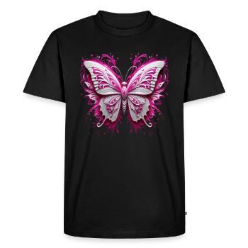 Art du papillon avec une touche rose unique - T-shirt Premium bio Homme - noir - Devant - Nico (187cm)