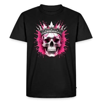 Crown & Skull Splash: Creative energy in pink - Men's Premium Organic T-Shirt - black - Front - Nico (187cm)