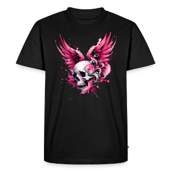 Skull & Wings Your Rebellious Style in Pink - Men's Premium Organic T-Shirt - black - Front - Nico (187cm)