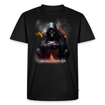 Games Never Die Skull Gaming Fan - Men's Premium Organic T-Shirt - black - Front - Nico (187cm)
