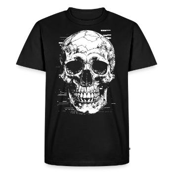 Crâne dans le style vintage Glitch - T-shirt Premium bio Homme - noir - Devant - Nico (187cm)