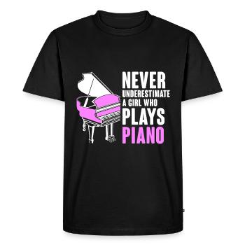 Never Underestimate A Girl Who Plays Piano Musicia - Men's Premium Organic T-Shirt - black - Front - Nico (187cm)