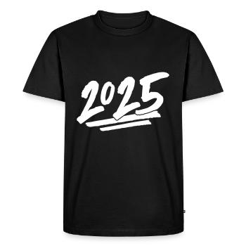Année 2025 - T-shirt Premium bio Homme - noir - Devant - Nico (187cm)