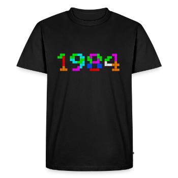 1984 - Men's Premium Organic T-Shirt - black - Front - Nico (187cm)