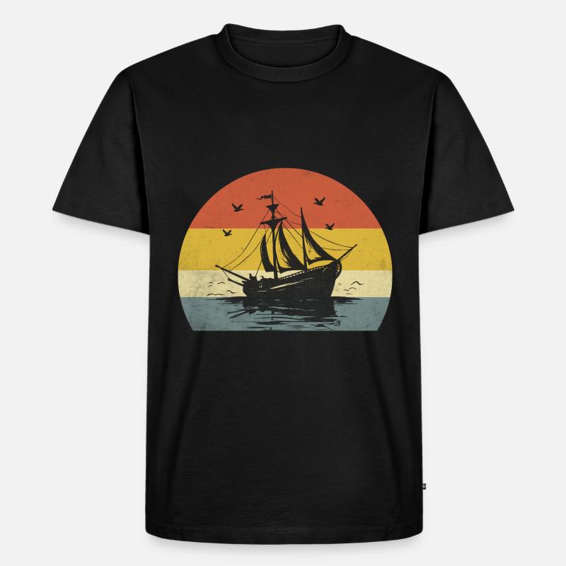 Retro Bootfahren Paddelboot - Männer Premium Bio T-Shirt - Schwarz