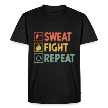 Sweat Fight Répéter Boxer Sports Musculation Gym - T-shirt Premium bio Homme - noir - Devant - Nico (187cm)