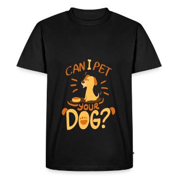 Puis-je caresser votre chien? - T-shirt Premium bio Homme - noir - Devant - Nico (187cm)