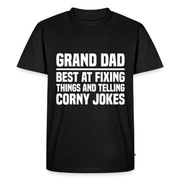 Grand Dad Best At Fixing Things And Telling Corny - Men's Premium Organic T-Shirt - black - Front - Nico (187cm)