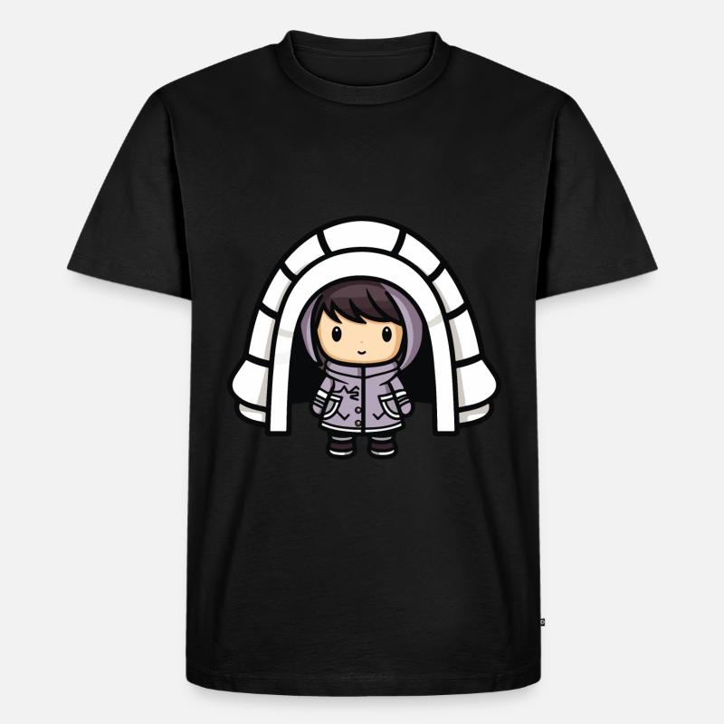 Winter Eskimo Iglu Comic - Männer Premium Bio T-Shirt - Schwarz