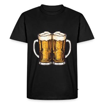 Beer Mug Beer Toast - Men's Premium Organic T-Shirt - black - Front - Nico (187cm)