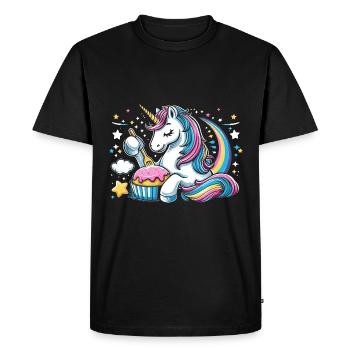 Unicorn Cupcake Heart Baker Baking Bake Cupcakes - Men's Premium Organic T-Shirt - black - Front - Nico (187cm)