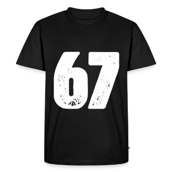 67 Maillot numéro - T-shirt Premium bio Homme - noir - Devant - Nico (187cm)