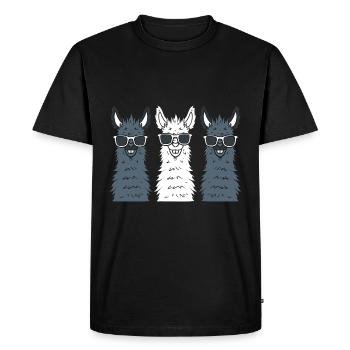 Cool Alpaca Cartoon Lama Herder - Men's Premium Organic T-Shirt - black - Front - Nico (187cm)