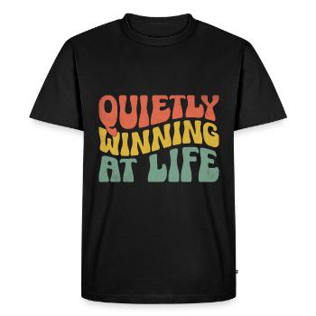 Gagner tranquillement à la vie Dictons pour les introvertis - T-shirt Premium bio Homme - noir - Devant - Nico (187cm)