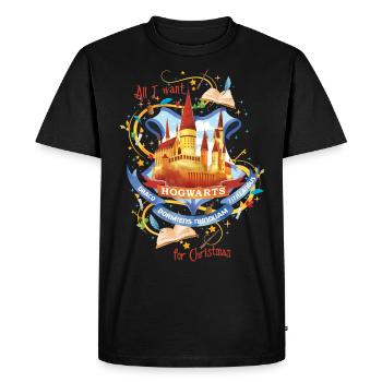 Harry Potter X-Mas Hogwarts - Men's Premium Organic T-Shirt - black - Front - Nico (187cm)
