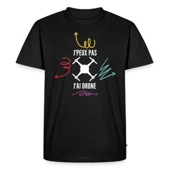 Je peux pas j'ai drone - T-shirt Premium bio Homme - noir - Devant - Nico (187cm)