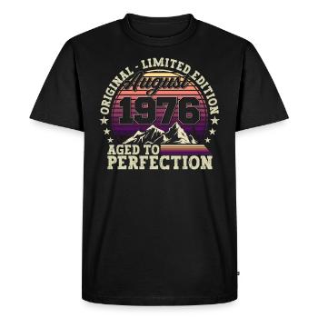 Original August 1976 46th Birthday Fun Gift - Men's Premium Organic T-Shirt - black - Front - Nico (187cm)