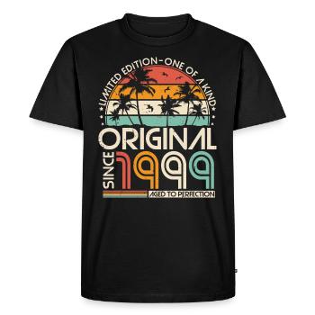 Original 1999 Vintage Anniversaire Rétro - T-shirt Premium bio Homme - noir - Devant - Nico (187cm)