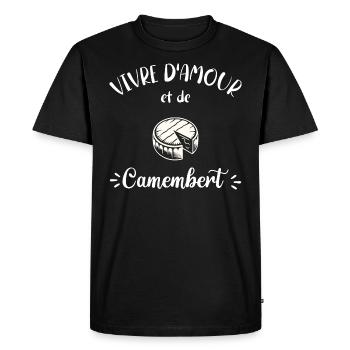 Vivre D'Amour Et De Camembert Humour Fromage - T-shirt Premium bio Homme - noir - Devant - Nico (187cm)