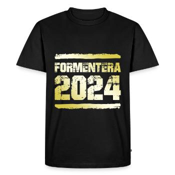 Formentera 2024 Or - T-shirt Premium bio Homme - noir - Devant - Nico (187cm)
