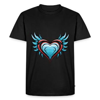 Heart Wings - Men's Premium Organic T-Shirt - black - Front - Nico (187cm)
