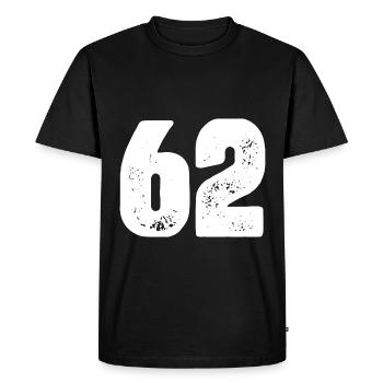 62 Maillot numéro - T-shirt Premium bio Homme - noir - Devant - Nico (187cm)