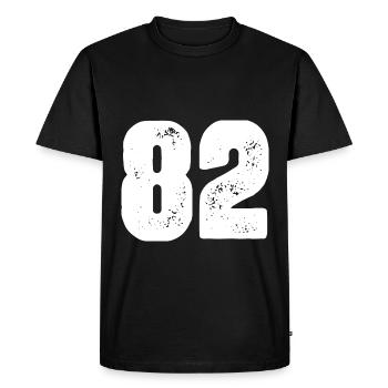 82 Maillot numéro - T-shirt Premium bio Homme - noir - Devant - Nico (187cm)