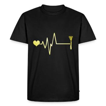 Razor Blade Pulse Heart Love - Men's Premium Organic T-Shirt - black - Front - Nico (187cm)