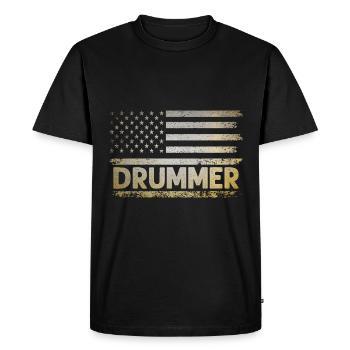 American Flag Drummer Patriot Drum Music Lover Dru - Men's Premium Organic T-Shirt - black - Front - Nico (187cm)