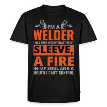 Soudage Soudeur Métal Construction Ferronnerie - T-shirt Premium bio Homme - noir - Devant - Nico (187cm)