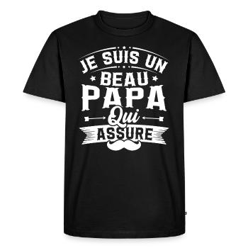 Je suis un Beau papa qui assure cadeau beau-papa - T-shirt Premium bio Homme - noir - Devant - Nico (187cm)